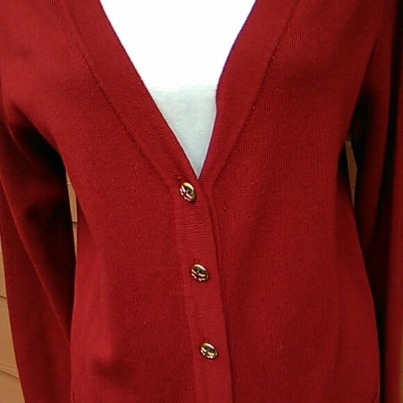 Whisper Knit Red Cardigan Sweater - Picture 2 of 7